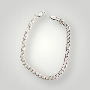 Italian Sterling Silver 925 Curb Chain Bracelet 8” - 6.7g